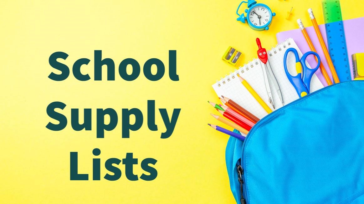 school supply list with backpack image